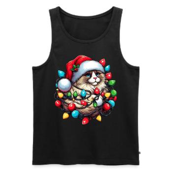 Ragdoll Katze Weihnachten Hut Xmas - Männer Premium Bio Tank Top - Schwarz - Vorne - AI Model Male 178 light (178cm)
