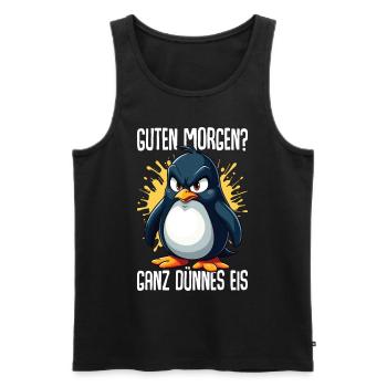Good morning very thin Penguin morning grouches - Men's Premium Organic Tank Top - black - Front - AI Model Male 178 light (178cm)