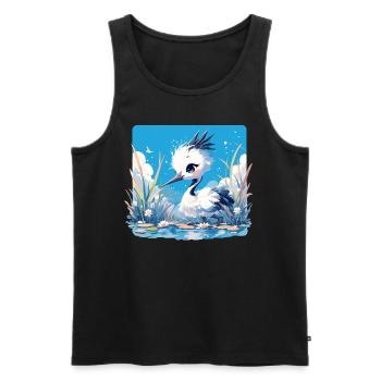 Kraniche Kranich - Männer Premium Bio Tank Top - Schwarz - Vorne - AI Model Male 178 light (178cm)