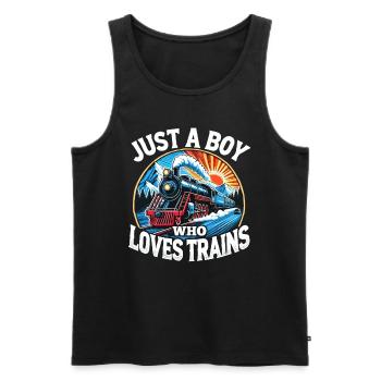 Zug Lokomotive Eisenbahn, für Jungs - Männer Premium Bio Tank Top - Schwarz - Vorne - AI Model Male 178 light (178cm)