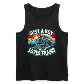 Zug Lokomotive Eisenbahn, für Jungs - Männer Premium Bio Tank Top - Schwarz - Vorne - AI Model Male 178 light (178cm)