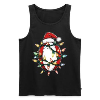 Rugby Ballspieler Team Weihnachtsmütze Xmas - Männer Premium Bio Tank Top - Schwarz - Vorne - Michal (187cm)