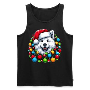 Samoyède Chien Chapeau de Noël Noël - Débardeur bio Premium Homme - noir - Devant - Michal (187cm)