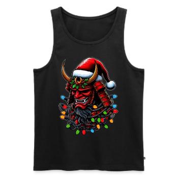 Samurai Krieger Japanische Weihnachtsmütze Xmas - Männer Premium Bio Tank Top - Schwarz - Vorne - Michal (187cm)