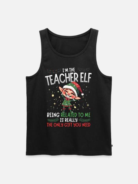 weihnI'm the Teacher Elf - Partnerlook Weihnachten - Männer Premium Bio Tank Top - Schwarz