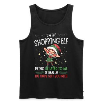 weihnaJe suis le lutin du shopping - Partnerlook Weihnacht - Débardeur bio Premium Homme - noir - Devant - Michal (187cm)