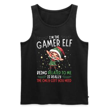 weihnachI'm the Gamer Elf - Partnerlook Weihnachte - Männer Premium Bio Tank Top - Schwarz - Vorne - Michal (187cm)