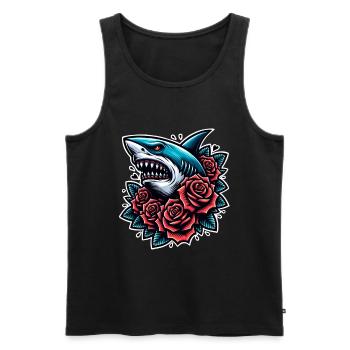 Requin - Débardeur bio Premium Homme - noir - Devant - Michal (187cm)