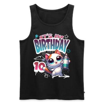 10th Birthday Cat Graffiti - Men's Premium Organic Tank Top - black - Front - Michal (187cm)