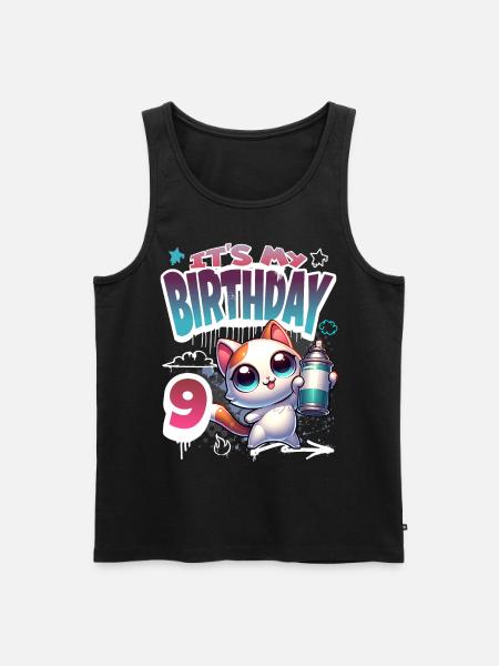 9th Birthday Cat Graffiti - Men's Premium Organic Tank Top - black