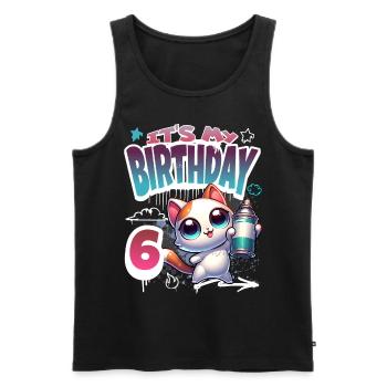 6th Birthday Cat Graffiti - Men's Premium Organic Tank Top - black - Front - Michal (187cm)