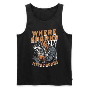 Schweißer Where Sparks Fly Metal Bonds - Männer Premium Bio Tank Top - Schwarz - Vorne - Michal (187cm)