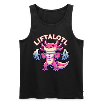 Fitness Musculation Musculation LIFTALOTL Axolotl - Débardeur bio Premium Homme - noir - Devant - Michal (187cm)