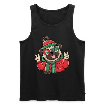 Mops Weihnachten für Mopsbesitzer - Männer Premium Bio Tank Top - Schwarz - Vorne - Michal (187cm)