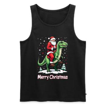 Drôle de Père Noël chevauche un dinosaure - Débardeur bio Premium Homme - noir - Devant - Michal (187cm)