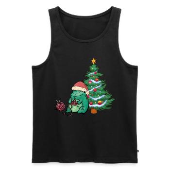 Père Noël grenouille Noël tricoter grenouilles - Débardeur bio Premium Homme - noir - Devant - Michal (187cm)