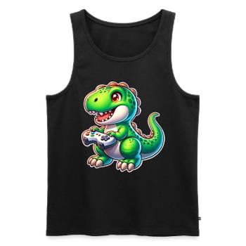 Gaming Dinosaur T Rex - Men's Premium Organic Tank Top - black - Front - AI Model Male 178 light (178cm)