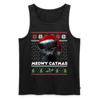 Miaou Catmas Noël assorti Look Père Noël - Débardeur bio Premium Homme - noir - Devant - Michal (187cm)
