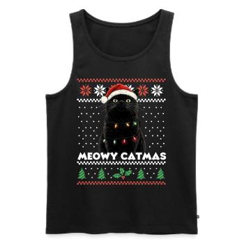 Miaou Catmas Noël assorti Look chat drôle - Débardeur bio Premium Homme - noir - Devant - Michal (187cm)