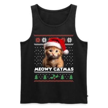 Meowy Catmas Weihnachten Partnerlook - Santa Hat - Männer Premium Bio Tank Top - Schwarz - Vorne - AI Model Male 178 light (178cm)