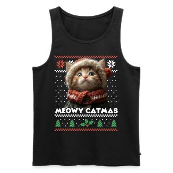 Meowy Catma's Christmas Matching Look with Kitten - Men's Premium Organic Tank Top - black - Front - AI Model Male 178 light (178cm)
