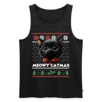 Le look de Noël assorti de Meowy Catma avec chaton - Débardeur bio Premium Homme - noir - Devant - Michal (187cm)