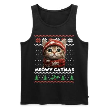 Meowy Catmas Noël assorti Look avec bonnet - Débardeur bio Premium Homme - noir - Devant - Michal (187cm)