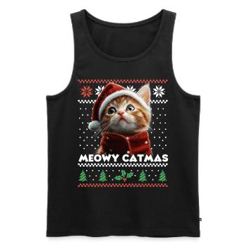 Le look de Noël assorti de Meowy Catma avec chaton - Débardeur bio Premium Homme - noir - Devant - Michal (187cm)