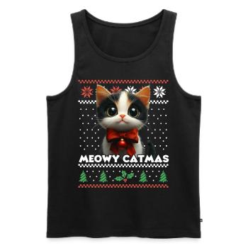 Meowy Catmas Noël assorti Look avec rouge - Débardeur bio Premium Homme - noir - Devant - Michal (187cm)