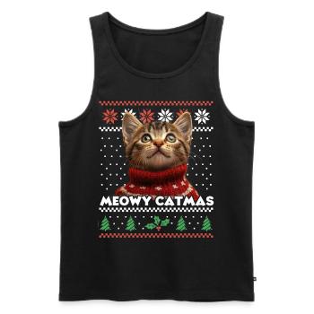 Meowy Catmas Noël Look assorti - Écharpe rouge - Débardeur bio Premium Homme - noir - Devant - Michal (187cm)