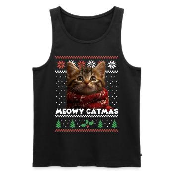 Le look de Noël assorti de Meowy Catma avec du rouge - Débardeur bio Premium Homme - noir - Devant - Michal (187cm)
