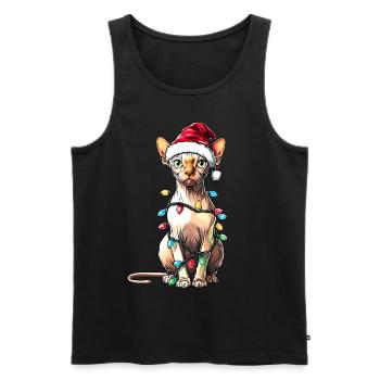 Sphynx Katze Weihnachtsmütze Xmas - Männer Premium Bio Tank Top - Schwarz - Vorne - AI Model Male 178 light (178cm)
