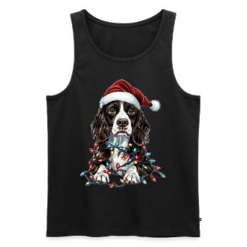 Springer Spaniel Chien Père Noël Noël - Débardeur bio Premium Homme - noir - Devant - Michal (187cm)