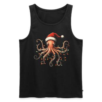 Octopus Squid Christmas Hat Xmas - Men's Premium Organic Tank Top - black - Front - Michal (187cm)