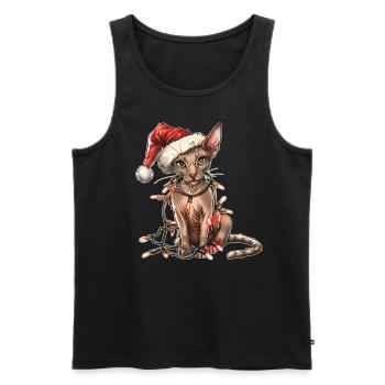 Oriental Shorthair Chat Chapeau de Noël Noël - Débardeur bio Premium Homme - noir - Devant - Michal (187cm)