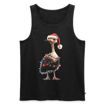 Chapeau de Noël d’autruche Noël - Débardeur bio Premium Homme - noir - Devant - AI Model Male 178 light (178cm)