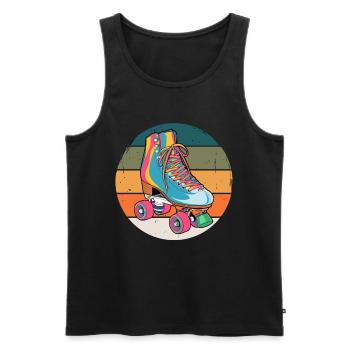 Coole Retro Rollschuhe 80er - Männer Premium Bio Tank Top - Schwarz - Vorne - AI Model Male 178 light (178cm)