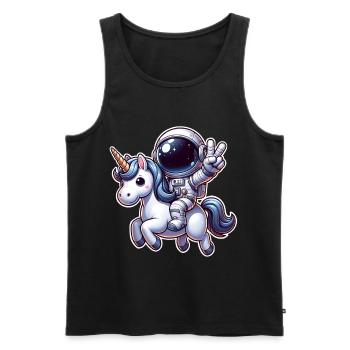 Astronaut reitet auf einem Einhorn - Männer Premium Bio Tank Top - Schwarz - Vorne - AI Model Male 178 light (178cm)