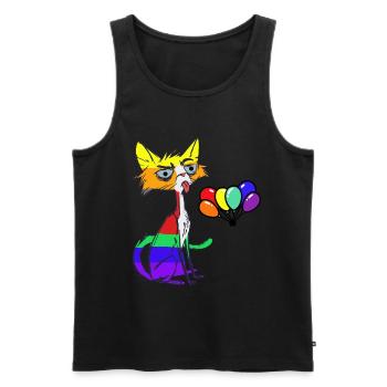 LGBT Cat Birthday Birthday Greetings Gay Pride - Men's Premium Organic Tank Top - black - Front - Michal (187cm)