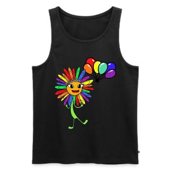 LGBT Sonnenblume Gay Pride Luftballons Regenbogen - Männer Premium Bio Tank Top - Schwarz - Vorne - Michal (187cm)