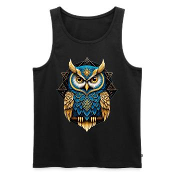Owl Bird Guardian Night Nature Mystical Colorful Art - Men's Premium Organic Tank Top - black - Front - AI Model Male 178 light (178cm)
