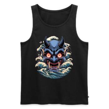 Japan Oni Maske Dämon Sad Aesthetic Edgy Streetwea - Männer Premium Bio Tank Top - Schwarz - Vorne - Michal (187cm)