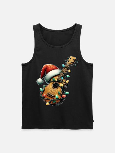 Ukulele Instrument Christmas Hat Xmas - Men's Premium Organic Tank Top - black