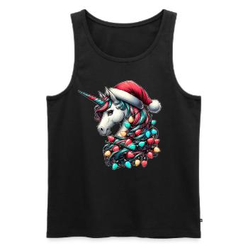 Einhorn Tier Weihnachtsmütze Xmas - Männer Premium Bio Tank Top - Schwarz - Vorne - AI Model Male 178 light (178cm)