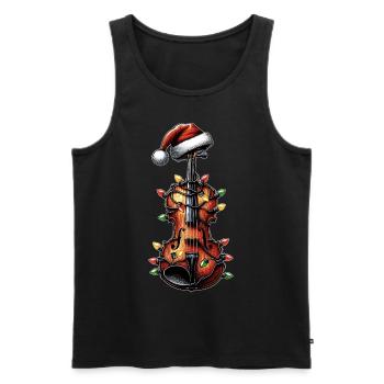 Geige Instrument Geigerin Weihnachtsmütze Xmas - Männer Premium Bio Tank Top - Schwarz - Vorne - AI Model Male 178 light (178cm)