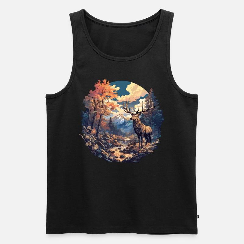 Hirsche Hirsch - Männer Premium Bio Tank Top - Schwarz