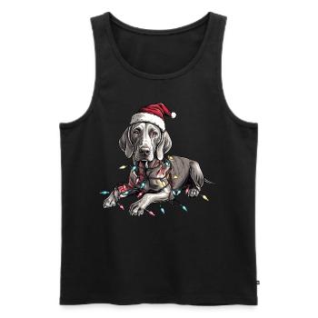 Braque de Weimar chien Père Noël - Débardeur bio Premium Homme - noir - Devant - Michal (187cm)