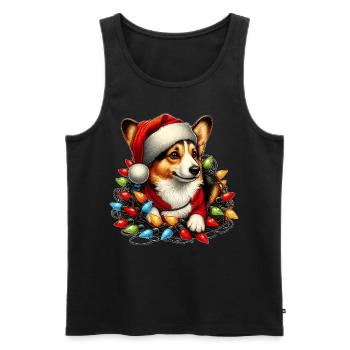 Welsh Corgi Dog Christmas Hat Xmas - Men's Premium Organic Tank Top - black - Front - Michal (187cm)