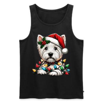 West Highland Terrier Hund Weihnachtsmütze Xmas - Männer Premium Bio Tank Top - Schwarz - Vorne - Michal (187cm)