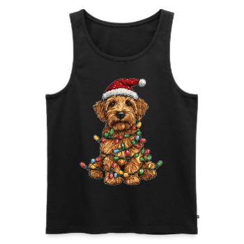 Wheaten Terrier Chien Père Noël Chapeau Noël - Débardeur bio Premium Homme - noir - Devant - Michal (187cm)